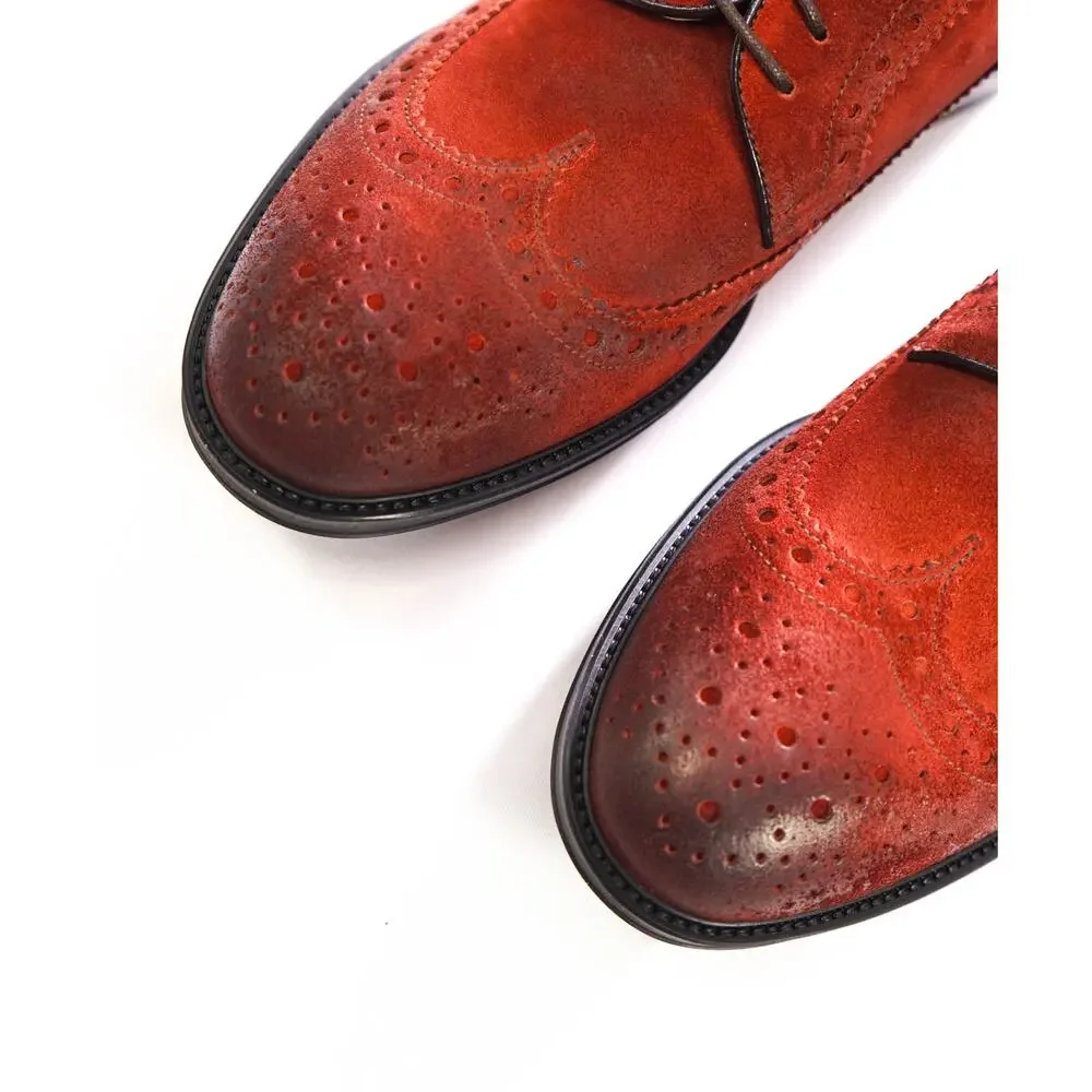 $595 DOUCAL'S - Red Suede Wingtip Derby - US 7 (40EU)